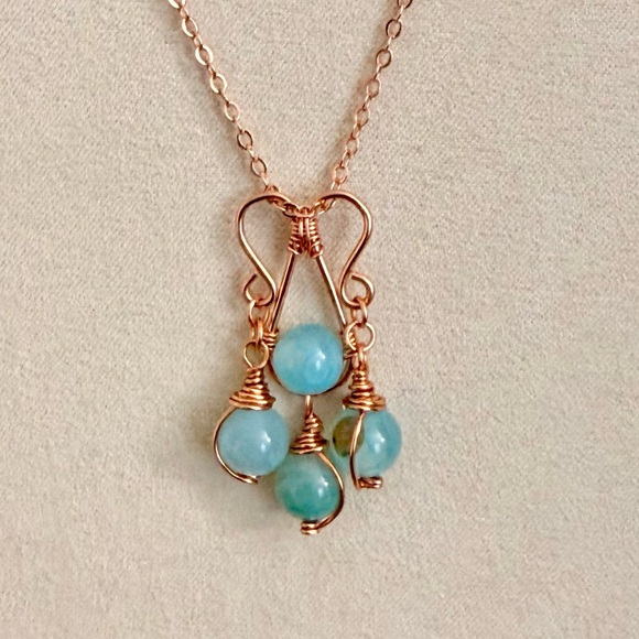 Handmade Blue Agate Chandelier Pendant With Interchangeable Necklace